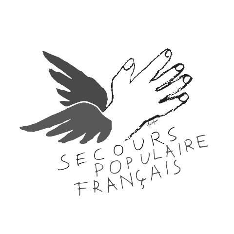 Logo secours populaire français en noir et blanc