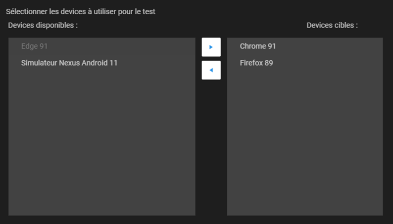 sélection des devices dans CloudNetCare